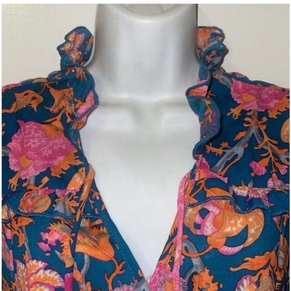 Anthropologie Blue and Pink Floral Maxi Dress - Picture 9 of 9